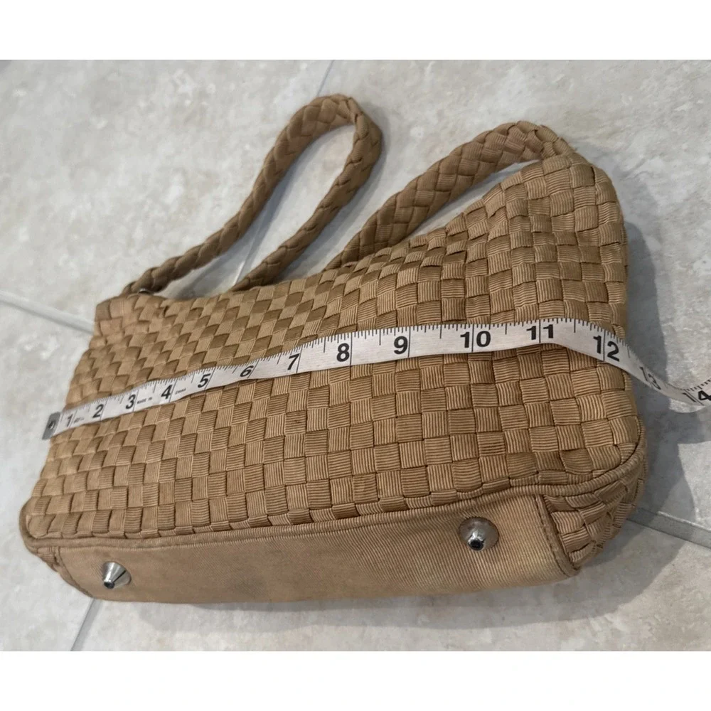 The Sak Shoulder‎ Bag Brown Beige Woven Purse Charm Viscose Staple Yarn *See